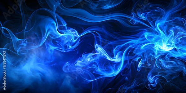 Fototapeta Abstract blue smoke on black background. Fantasy fractal texture. Digital art.