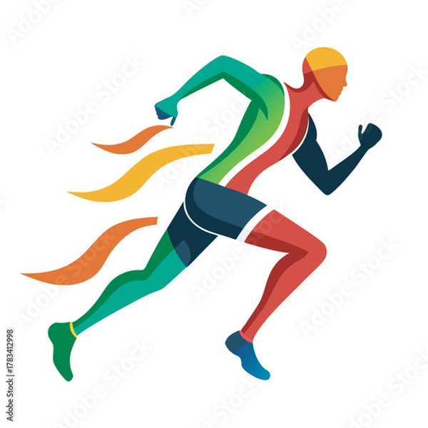 Fototapeta Dynamic Runner with Colorful Trails