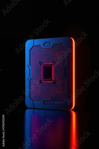 Obraz Cutting edge quantum processor glowing with futuristic design and dynamic light effects for advanced computing and technology innovations