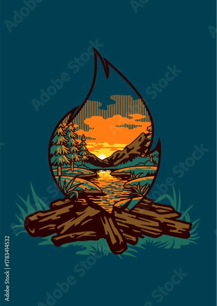 Obraz fireplace sunset