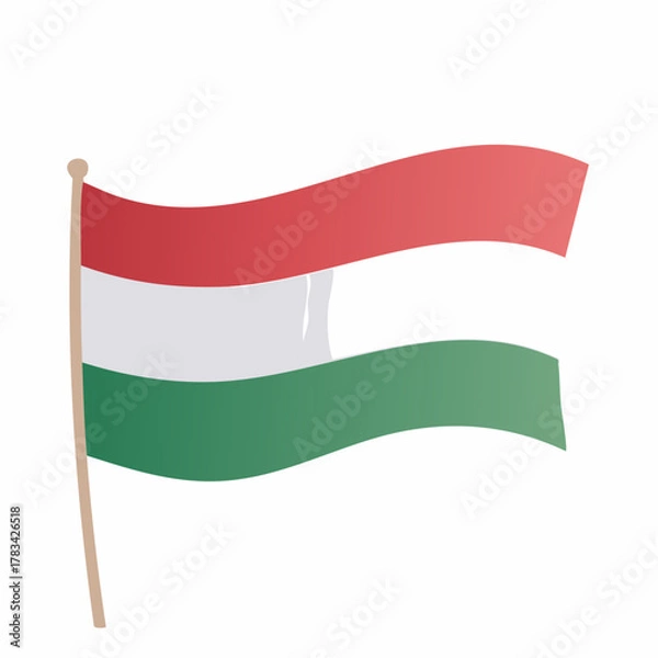 Fototapeta Vector illustration of a waving tricolor flag on a pole against white