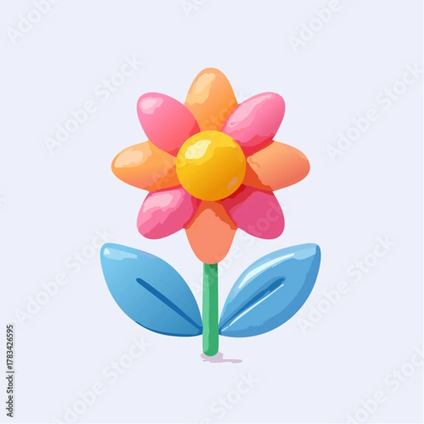 Fototapeta Vibrant stylized flower illustration with colorful petals on a clean background