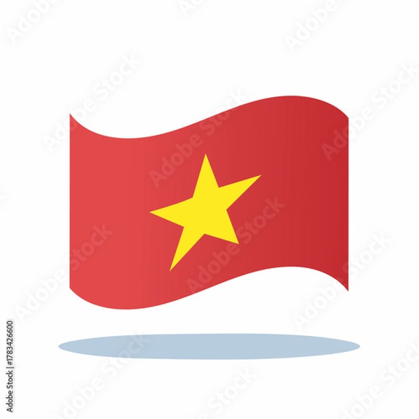 Fototapeta Vietnam flag illustration red field and yellow star isolated vector design
