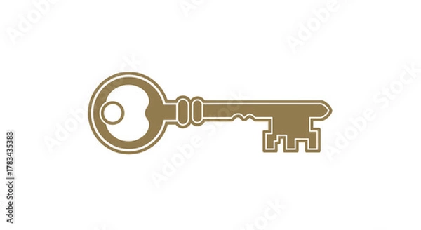Obraz Golden key illustration against a neutral backdrop a striking silhouette