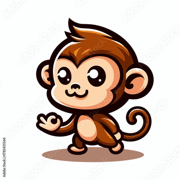 Fototapeta 귀여운 원숭이 마스코트 세트 - 사랑스러운 카와이 치비 영장류 캐릭터 반다나 모자 스카프 표정 포함, 재미 만화 벡터 팩 EPS10 일러스트