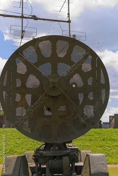 Fototapeta Minsk region, Belarus, July 12, 2025. A fragment of a Soviet vintage radar station on the Stalin Line.                               