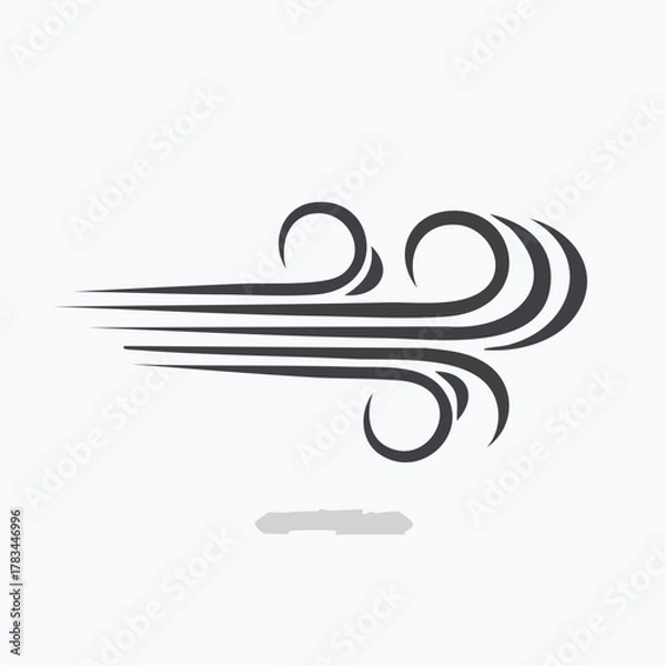 Fototapeta Stylized wind element illustration in black and white on a clean background