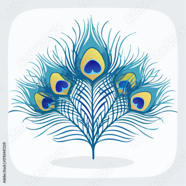Fototapeta Vibrant vector illustration of peacock feathers isolated on white