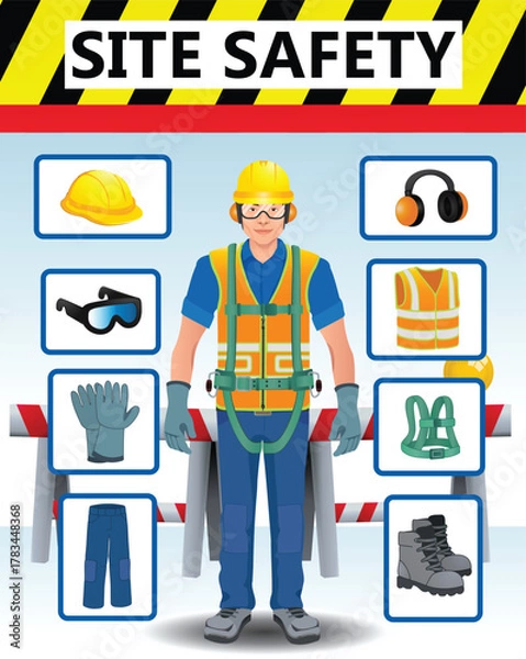 Obraz illustration of a worker on site safety instruction