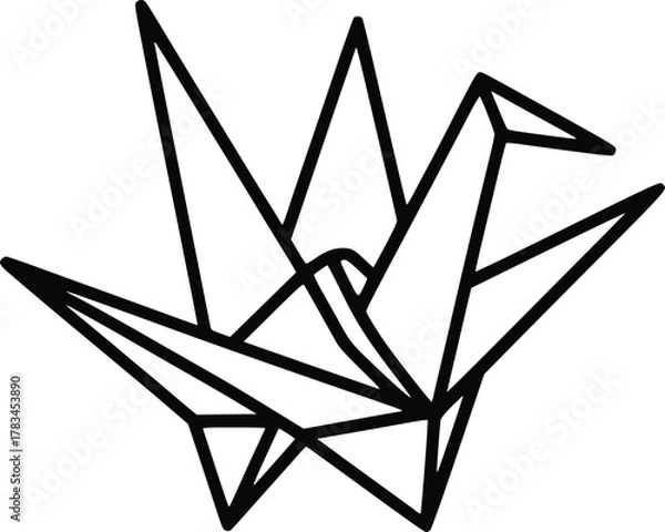 Obraz Minimalist origami crane bird abstract line art vector graphic