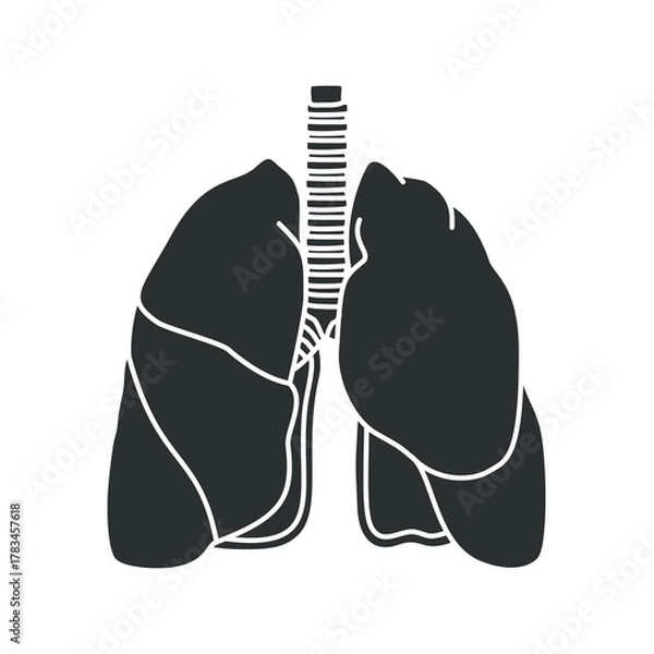 Fototapeta Lungs logo flat design, lungs icon, simple hand drawn organ vector illustration, flat design element. Illustration design for, logo, symbol, icon, and emblem.