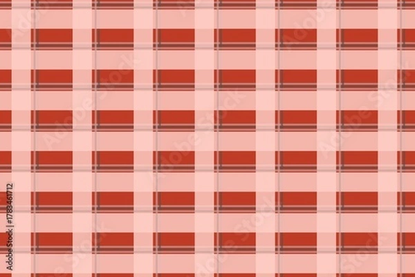 Fototapeta a red and pink plaid pattern with thin dark lines forming a crisscross grid. The design has a warm, vintage, textile-like appearance.