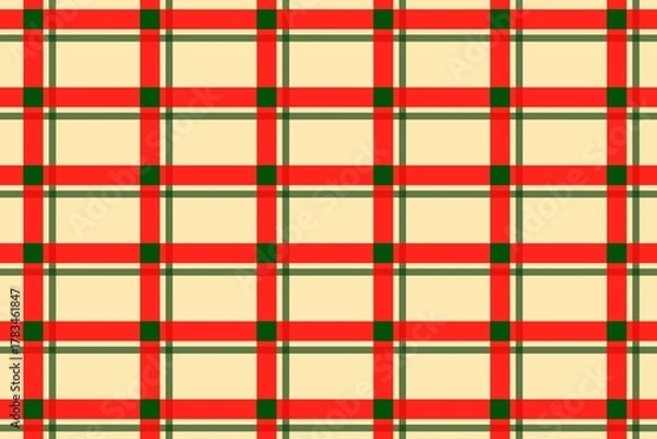 Fototapeta A vintage yellow checkered pattern with red and green lines forming a warm, nostalgic design.