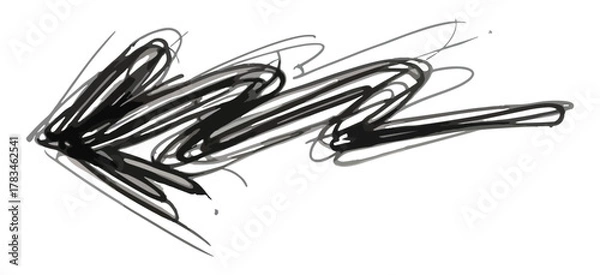 Fototapeta Hand Drawn Scribble Arrow Sketch Grunge Style Black and White Isolated on White Background Design Element for Navigation Direction Indication Pointer Symbol Concept Vector Illustration