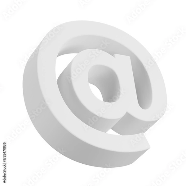 Obraz 3D White At sign icon, 3D White At symbol icon, 3D Illustration. Mockup template. 3D Rendering