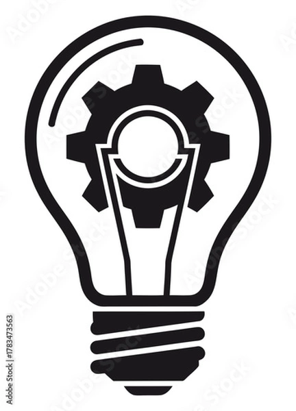 Obraz Light bulb with gear inside, representing innovation, idea, and mechanical concept