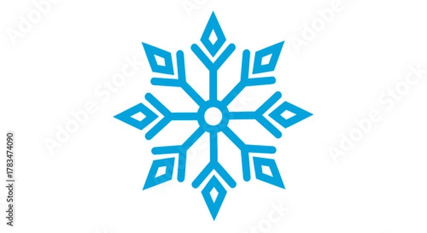 Fototapeta A serene blue snowflake symbol, representing the crisp beauty of winter and the festive holiday season. This elegant icon captures the essence of cold weather charm and the delicate patterns of ice