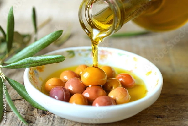 Obraz Olives and olive oil