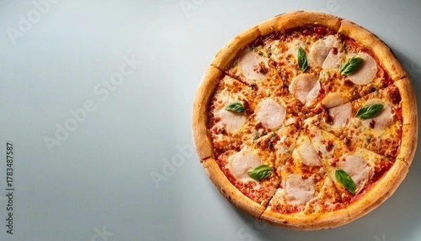 Fototapeta pizza on light background for food advertising