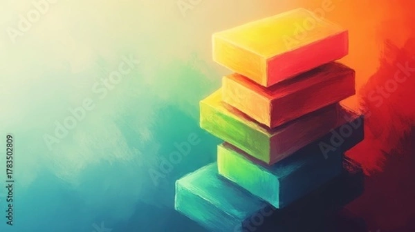 Obraz Stacked rectangular shapes display a vibrant color gradient spectrum