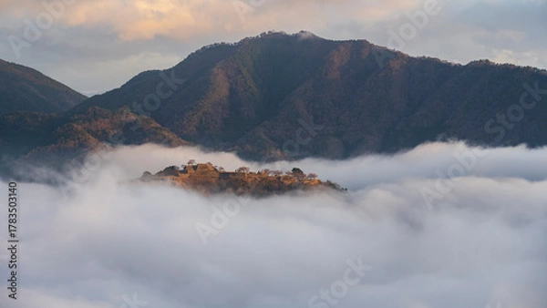 Obraz 兵庫県朝来市の竹田城と雲海