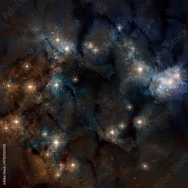 Obraz Deep space nebula with glowing stars and cosmic dust clouds galaxy cosmos 2