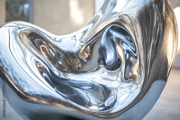 Obraz Ethereal Harmony: A Stunnig Dance of Metallic Reflecions and Nature