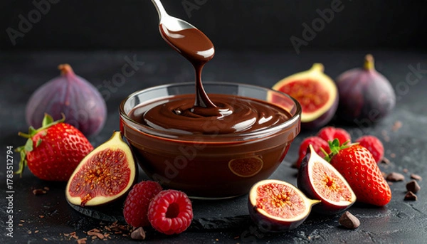 Obraz Chocolate Dessert with Fresh Fruits