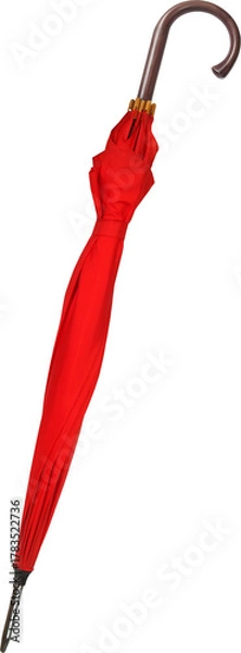 Obraz Closed red umbrella isolated on white background