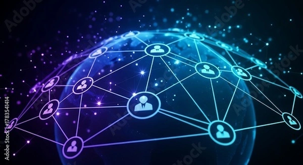 Fototapeta Global Network of Interconnected People Representing Worldwide Communication