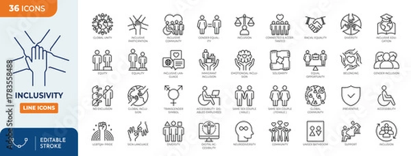 Obraz Inclusivity line editable icon set. Editable stroke. Vector illustration