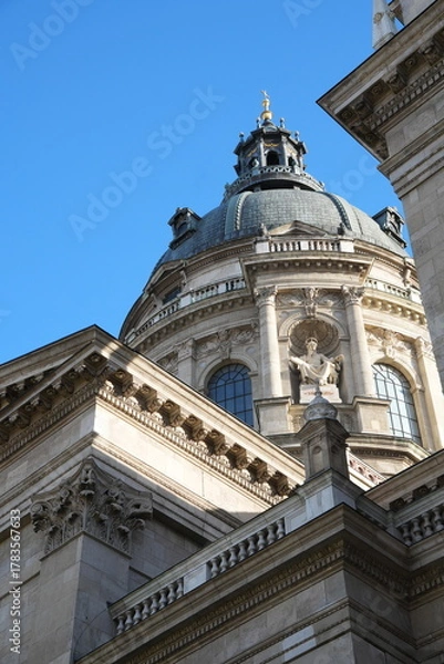 Obraz Historic European cathedral dome with classical architecture and blue sky