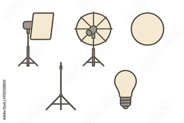 Fototapeta Professional photography studio lighting equipment set including softbox, reflector, and stand