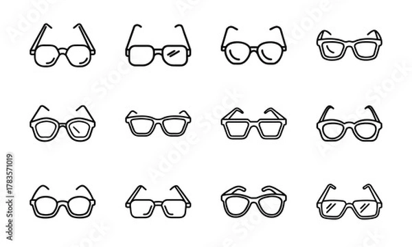 Fototapeta Education and School Line Icons Set – Stars, Tree, Eraser, Exam Paper, Classroom, Uniform, Microphone, Piano, Glasses, Rocket, Solar System, and Study Desk Outline Symbols