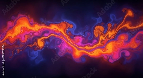 Fototapeta Dynamic Swirling Abstract Art Background with Fluid Motion of Orange Pink and Blue Hues - Modern Design with Smooth Blends and Vibrant Colors for Creative Projects