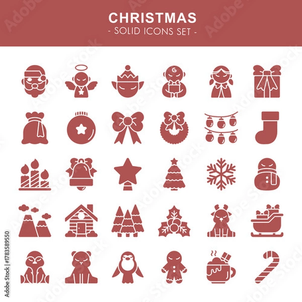 Obraz Christmas - solid icons set