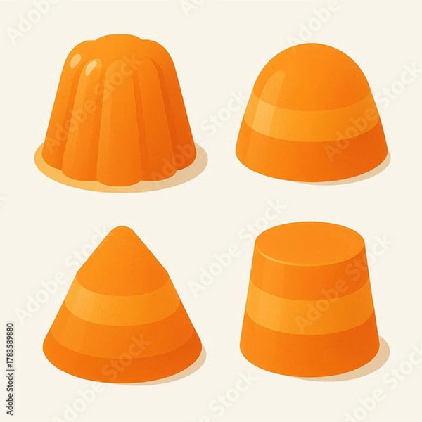 Fototapeta Orange layered jelly vector set
