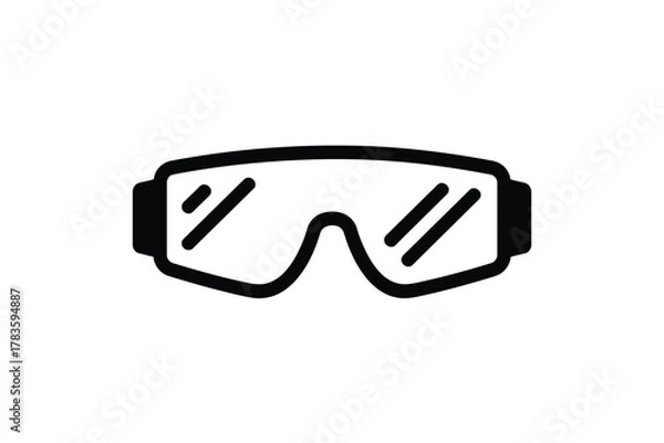 Fototapeta A graphic illustration of safety goggles represents personal protective equipment.