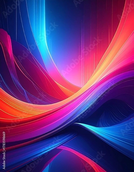 Obraz Colorful, flowing abstract art with vibrant curves and gradients, a digital composition