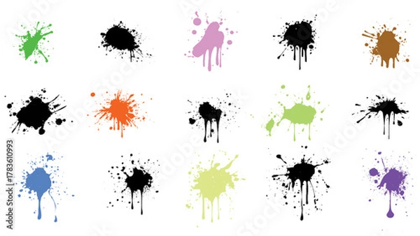 Fototapeta Vector set of colored blots or stain on the white background