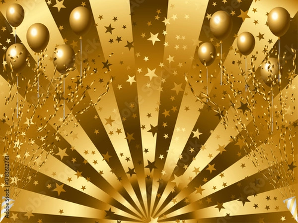 Obraz クラッカー、風船、星、1金