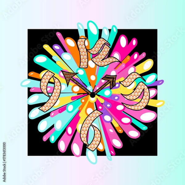 Fototapeta Vibrant Abstract Clock Illustration with Dynamic Splashes