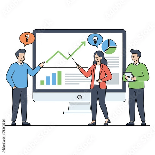 Obraz Market Analysis Team vector illustration