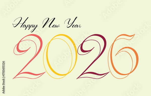 Obraz 

Modern Happy New Year 2026 Vector Illustration, High Resolution Vector art, Stylish, Elegant, Simple,