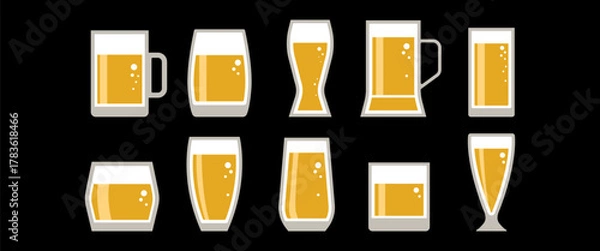 Fototapeta Beer Mug Vector Illustration Set in Flat Style
