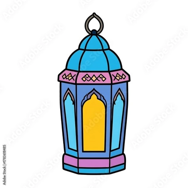 Obraz Colorful illustrated lantern with intricate detailing, ideal for design