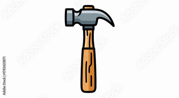 Fototapeta Essential Carpenter's Tool: Stylized Claw Hammer with Wooden Handle