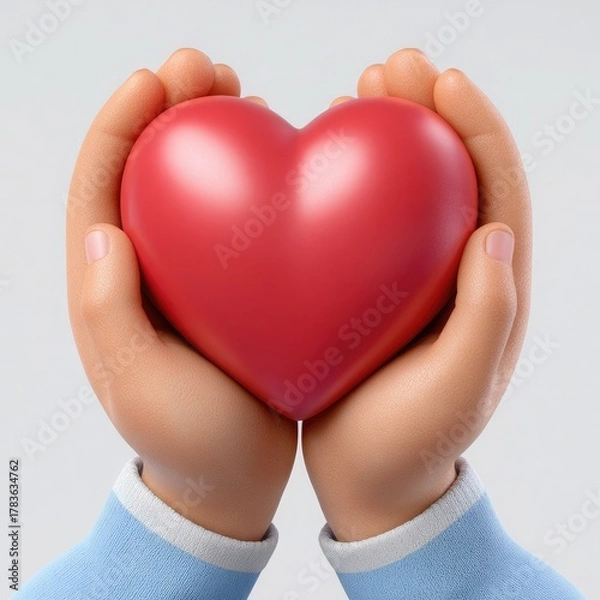 Obraz Two hands holding a red heart symbol love 1