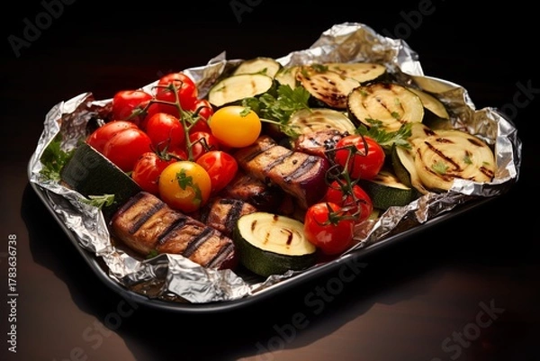Obraz Grilled Vegetable Platter on Parchment Paper