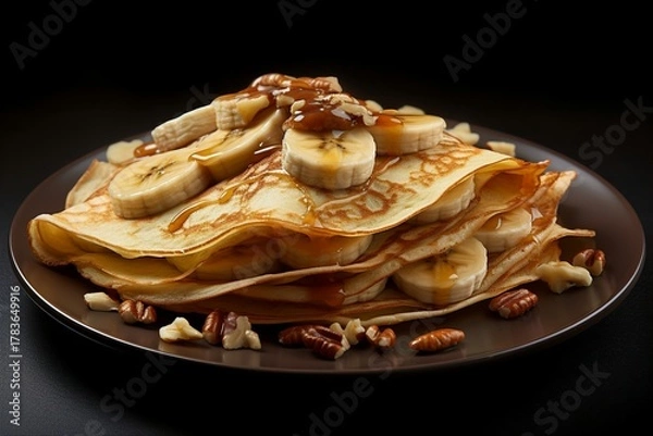 Obraz Folded Crepe with Banana Slices and Almonds (3).png, Folded Crepe with Banana Slices and Almonds 